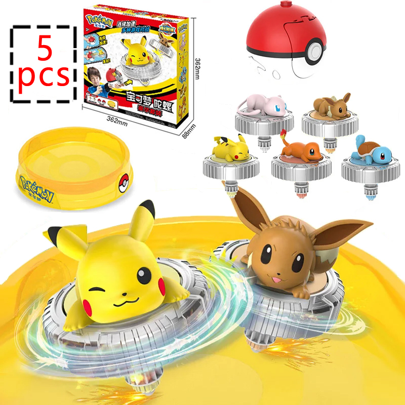 Sandbox Play Set - 5pcs Pokemon Rotating Top Toy Action